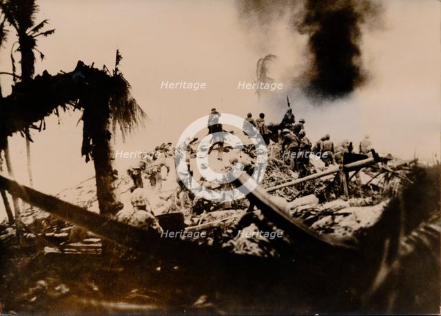 US Marines fighting on Tarawa, Gilbert Islands, World War II, November 1943. Creator: Unknown.