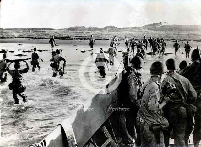 US Marines landing in Tokyo Bay, Japan, 30 August 1945. Creator: Unknown.