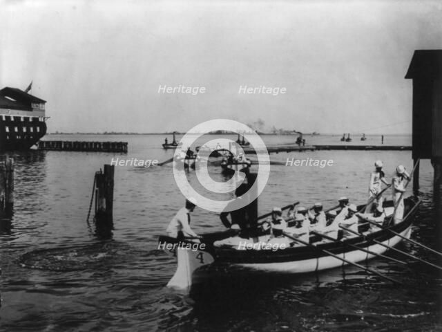 U.S. Naval Academy, Annapolis: cutter drill, under oars, (1902?). Creator: Frances Benjamin Johnston.