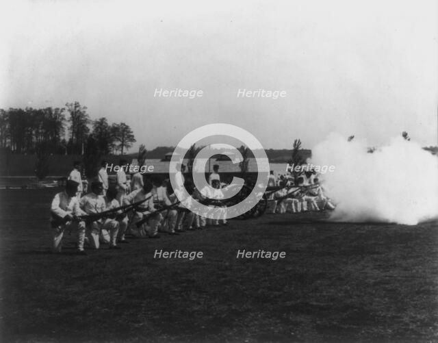 U.S. Naval Academy, Annapolis: artillery drill, (1902?). Creator: Frances Benjamin Johnston.