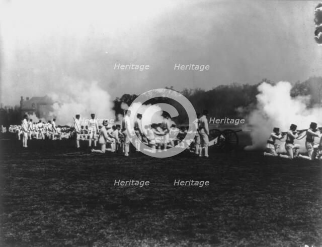 U.S. Naval Academy, Annapolis: artillery drill, (1902?). Creator: Frances Benjamin Johnston.