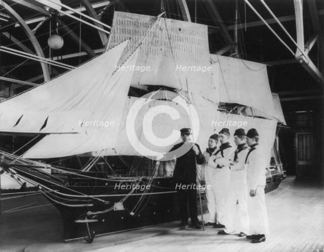 U.S. Naval Academy, Annapolis: Learning the ropes, (1902?). Creator: Frances Benjamin Johnston.