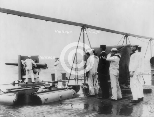 U.S. Naval Academy, Annapolis, Md. 1902?: Target practice at sea, (1902?). Creator: Frances Benjamin Johnston.