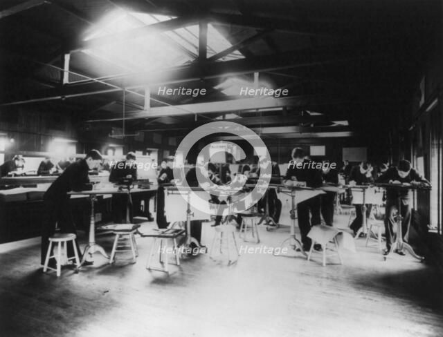 U.S. Naval Academy, Annapolis: mechanical drawing, (1902?). Creator: Frances Benjamin Johnston.