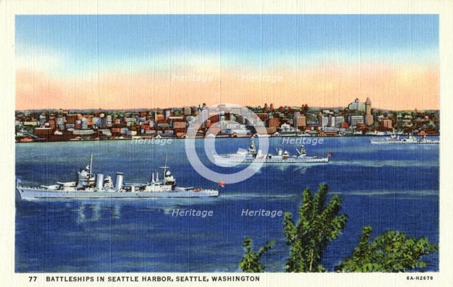 US Navy warships in Seattle harbour, Seattle, Washington, USA, 1936. Artist: Unknown
