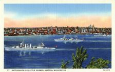 US Navy warships in Seattle harbour, Seattle, Washington, USA, 1936