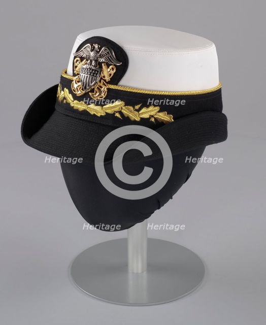 US Navy dress uniform hat worn by Admiral Michelle Howard, 1999. Creator: Kingform Cap Company, Inc.