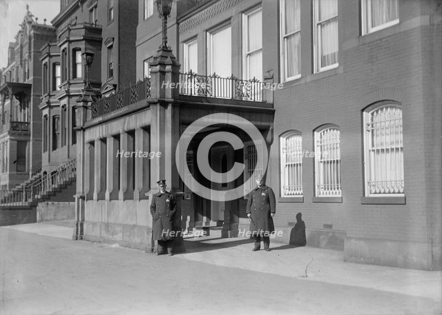 US police outside the German Embassy, Washington DC, 1917.  Creator: Harris & Ewing.