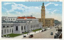 US Post Office and Milwaukee Road Depot, Minneapolis, Minnesota, USA, 1928
