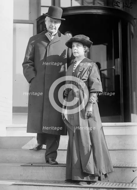 US Postmaster General Albert Sidney Burleson with Mrs. Burleson, 1913. Creator: Harris & Ewing.