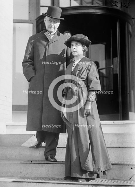 US Postmaster General Albert Sidney Burleson with Mrs. Burleson, 1913. Creator: Harris & Ewing.