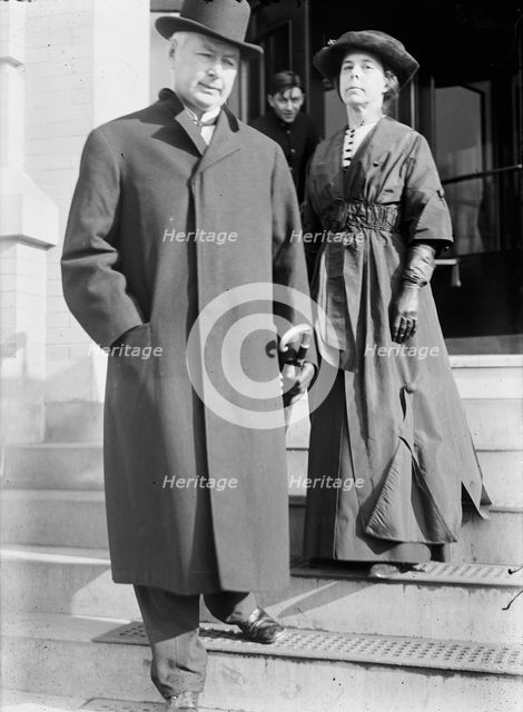US Postmaster General Albert Sidney Burleson with Mrs. Burleson, 1913. Creator: Harris & Ewing.