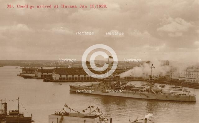 US President, Calvin Coolidge's arrival in Havana for Pan American Conference, 15 Jan 1928. Artist: Unknown