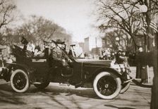US President Warren G Harding returning from his inauguration, Washington DC, USA, 4th March 1921