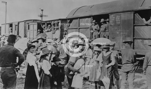 U.S. troops in France, 1917 or 1918. Creator: Bain News Service.