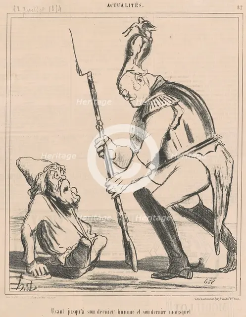 Usant jusqu'a son dernier homme et son dernier mousquet, 19th century.  Creator: Honore Daumier.