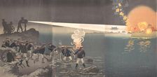 Use of Electric Light at the Time of Attack on Bingyang, Korea, late 19th century. Creator: Kobayashi Kiyochika
