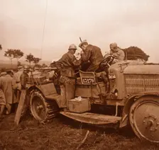 Use of the winch for barrage balloon, Somme, northern France, c1914-c1918
