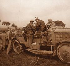 Use of the winch for barrage balloon, Somme, northern France, c1914-c1918