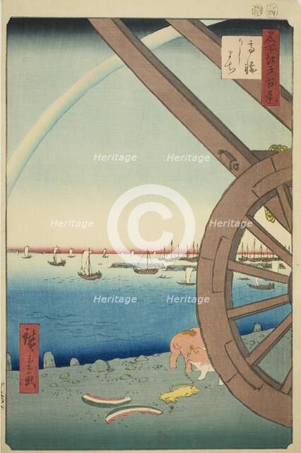 Ushimachi at Takanawa (Takanawa Ushimachi), from the series "One Hundred Famous..., 1857. Creator: Ando Hiroshige.