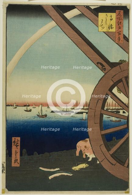 Ushimachi at Takanawa (Takanawa Ushimachi), from the series "One Hundred Famous..., 1857. Creator: Ando Hiroshige.