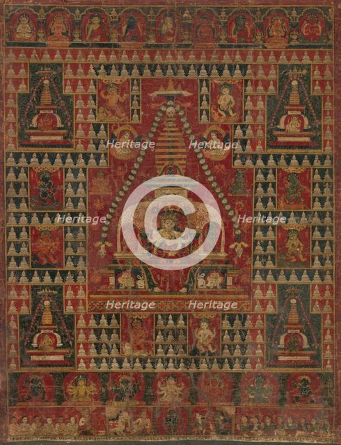Ushnishavijaya Enthroned in the Womb of a Stupa, dated 1510-19. Creator: Unknown.