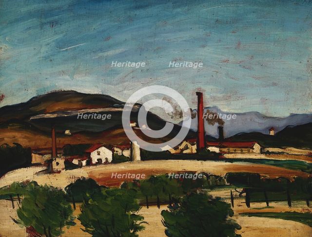 Usines près du Mont de Cengle (Factories near Mont de Cengle), 1867-1869. Creator: Paul Cezanne.