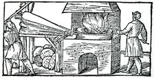 Using bellows to increase the draught in a furnace, 1540