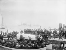 U.S.S. Maine, Marines embarking at Hampton Roads, 1898. Creator: Unknown