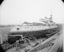 U.S.S. Massachusetts in dry dock, between 1896 and 1901. Creator: Unknown