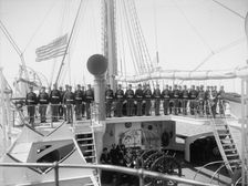 U.S.S. Newark, marine guard parading on quarter deck, between 1891 and 1901. Creator: Unknown