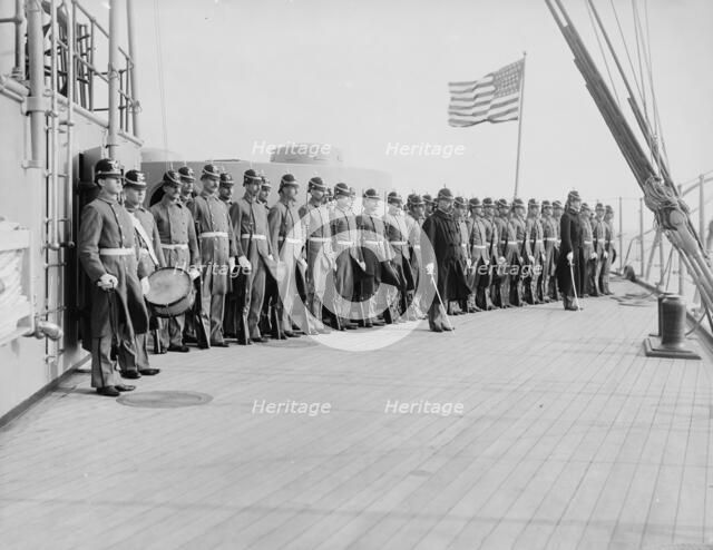 U.S.S. New York, marine guard, between 1893 and 1901. Creator: William H. Jackson.