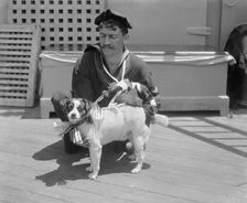 U.S.S. New York, Mike, decorated for anniversary of Santiago, 1899 July 3. Creator: Unknown