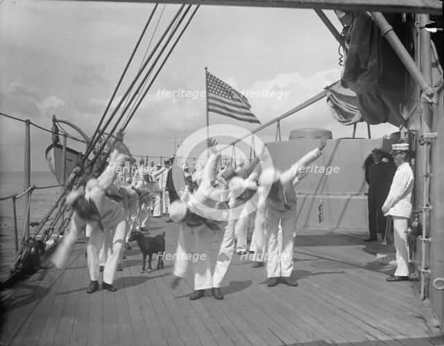 U.S.S. New York, morning exercise, between 1893 and 1901. Creator: William H. Jackson.