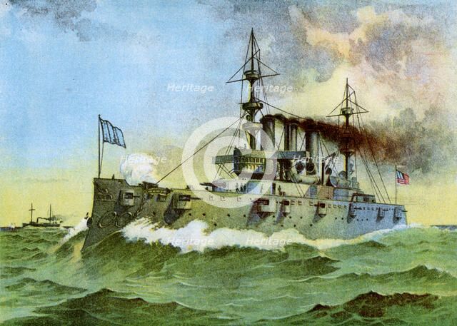 USS 'New York', American armoured cruiser, 1898. Artist: Unknown