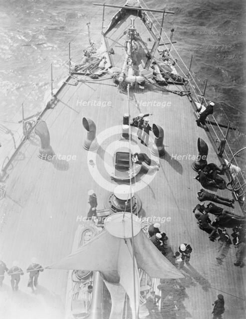 U.S.S. New York, forecastl [i.e. forecastle] deck from aloft, between 1893 and 1901. Creator: William H. Jackson.