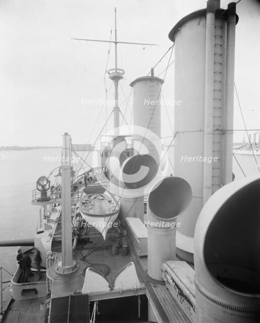 U.S.S. New York, looking aft from bridge, between 1893 and 1901. Creator: William H. Jackson.