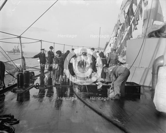 U.S.S. New York, scrubbing down, between 1893 and 1901. Creator: William H. Jackson.