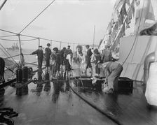 U.S.S. New York, scrubbing down, between 1893 and 1901. Creator: William H. Jackson