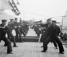 U.S.S. New York, single stick exercise, (1899?). Creator: Unknown