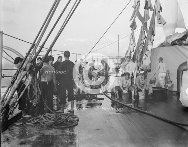U.S.S. New York, washing clothes, between 1893 and 1901. Creator: William H. Jackson.