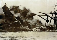 USS Arizona, attack on Pearl Harbor, December 7th, 1941. Creator: Unknown