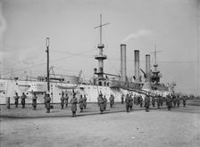 U.S.S. Brooklyn, Marine guard signal drill, (1897?). Creator: Unknown