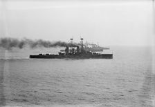 U.S.S. Delaware with U.S.S. Kansas And Arkansas, 1913. Creator: Harris & Ewing