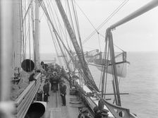 U.S.S. Hartford, inspection, looking aft., port side, between 1890 and 1901. Creator: Unknown