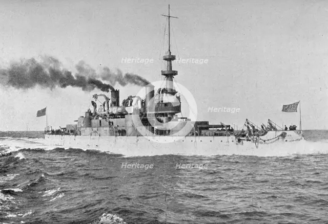 USS 'Indiana', American battleship, 1898.  Artist: W Rau