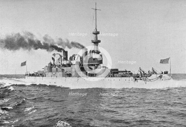 USS 'Indiana', American battleship, 1898.  Artist: W Rau