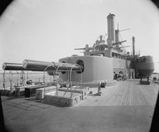 U.S.S. Iowa, 12 inch and 8 inch gun turrets, between 1897 and 1901. Creator: Unknown