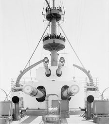 U.S.S. Kentucky, forward gun turrets, 1900 or 1901. Creator: Unknown