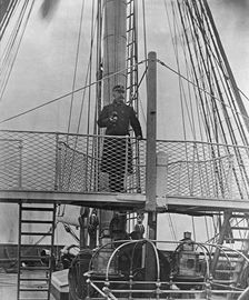 U.S.S. Pensacola, Capt. Dewey on the bridge, between 1890 and 1901. Creator: Unknown